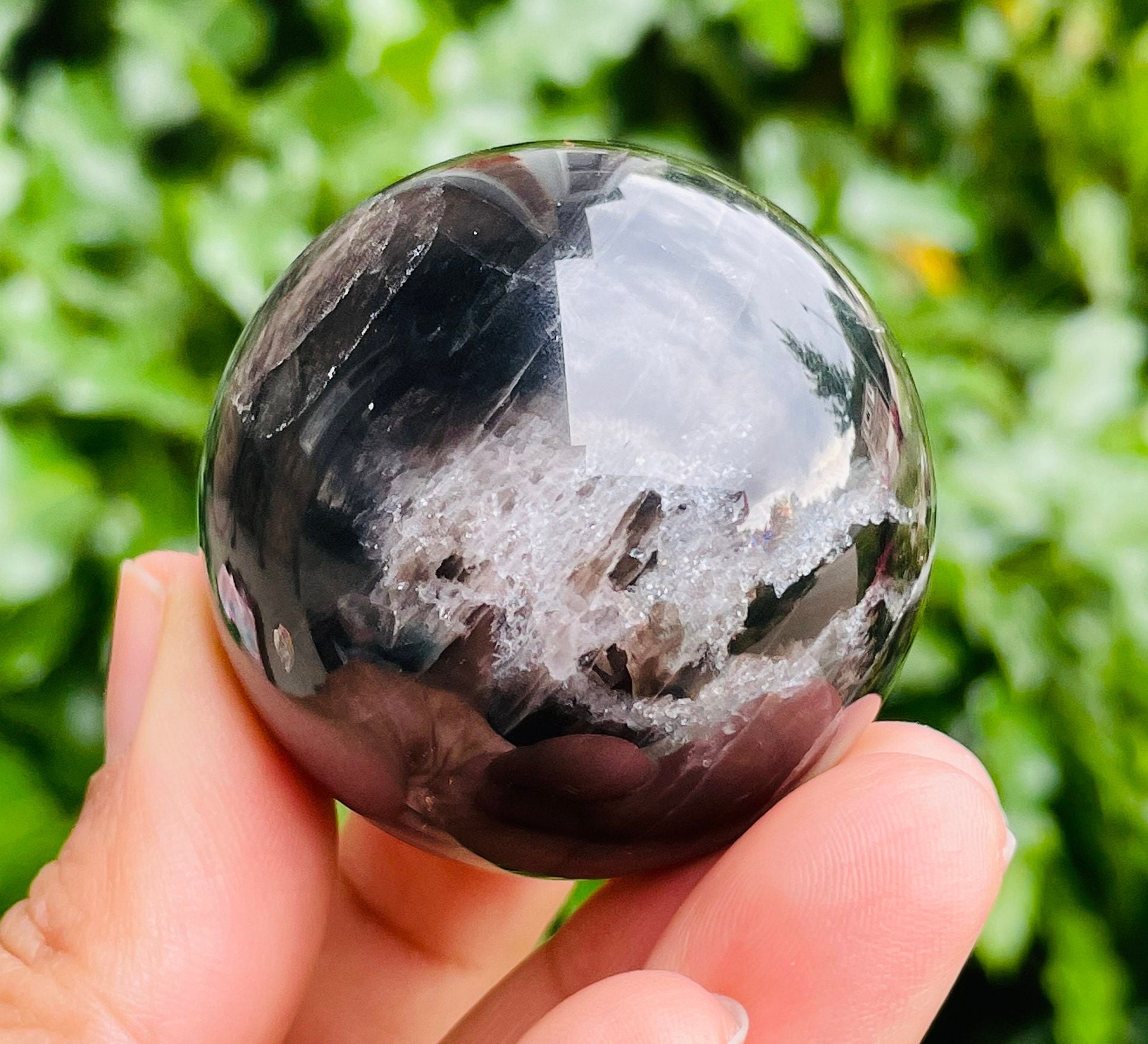 Black Rose Quartz Crystal Sphere (43mm, 117g)