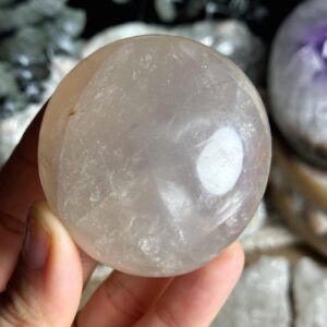 Blue Rose Quartz Palm Stone: Love & Kindness Crystal (126g, 2.5")