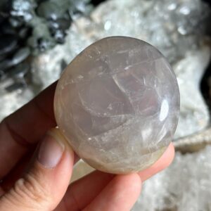 Blue Rose Quartz Palm Stone, Pink Quartz, Love, Kindness, Caring