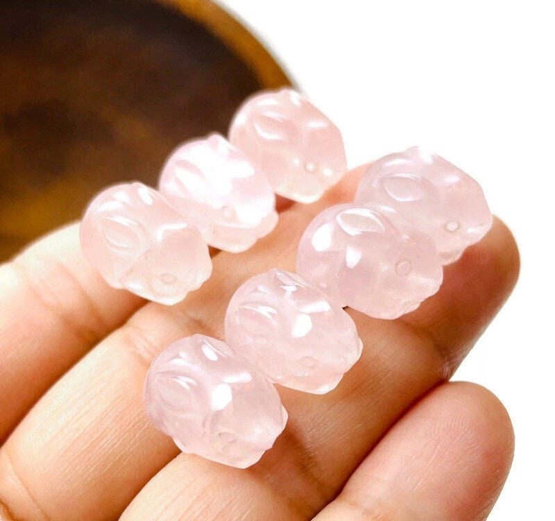 Rose Quartz Bunny Bead: Carved Pink Crystal Animal (10x16mm) Rose Quartz Bunny Bead: Carved Pink Crystal Animal (10x16mm)