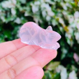 Carved Rose Quartz Crystal Rat: Natural Gemstone Animal Figurine (19.7G)