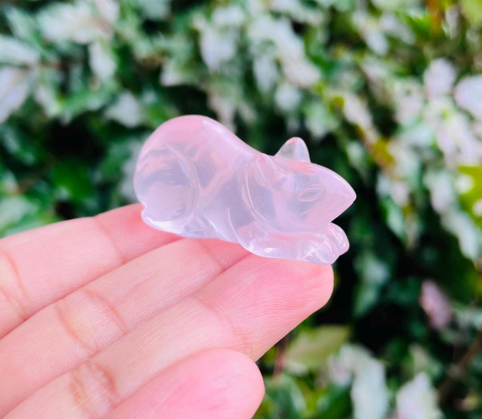 Carved Rose Quartz Crystal Rat: Natural Gemstone Animal Figurine (19.7g)