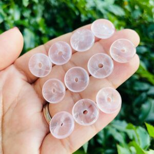 Rose Quartz Crystal Donut: Mini Carved Gemstone (10-16mm)