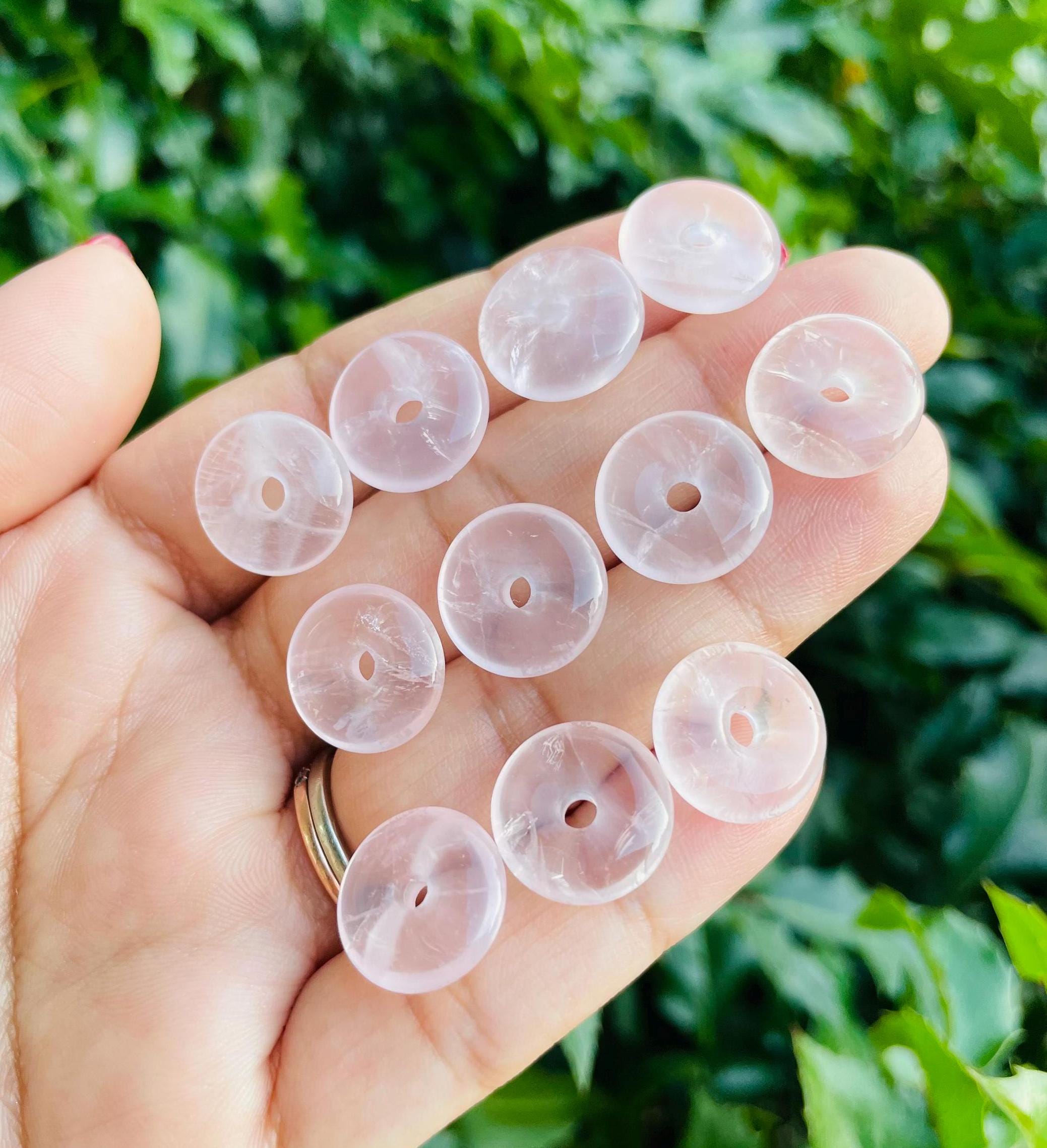 Rose Quartz Crystal Donut: Mini Carved Gemstone (10-16mm)