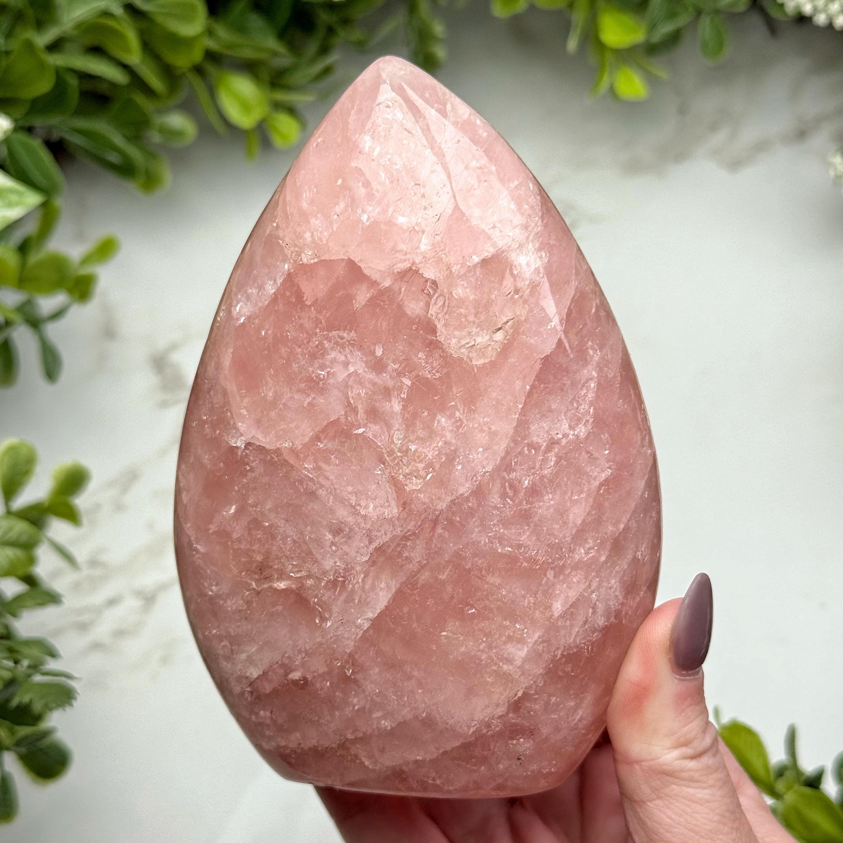 Rose Quartz Freeform | 695g | - #10 (polished Pink Crystal Chunk, Heart Chakra, Healing Stone, Love)