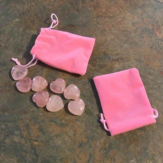 Rose Quartz Heart Pocket Stone 1": Reiki Chakra Healing Crystal