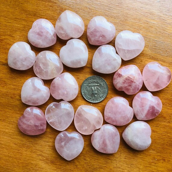Rose Quartz Heart Stone Set Of 10