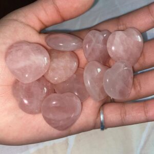 Rose Quartz Heart Stones: Set of 10 Healing Pocket Crystals