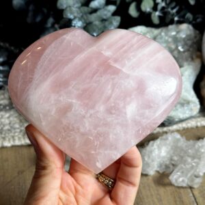 Large Rose Quartz Heart Crystal – Natural Pink Gemstone For Love & Healing: 4.5”