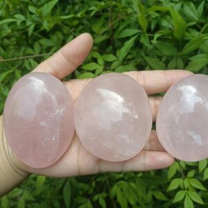 Large Rose Quartz Palm Stone: Polished Crystal for Reiki Healing