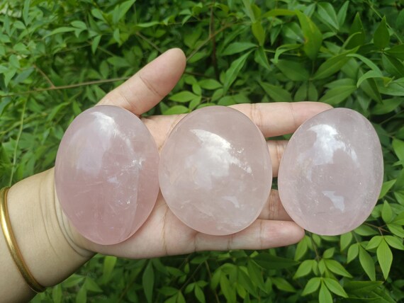 Large Rose Quartz Palm Stone: Polished Crystal For Reiki Healing
