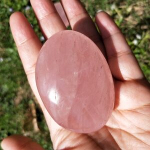 Large Rose Quartz Palm Stone: Reiki Healing Crystal (2-3 inch)