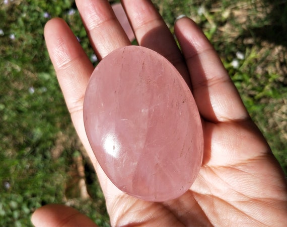 Large Rose Quartz Palm Stone: Reiki Healing Crystal (2-3 Inch)