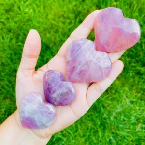 Lavender Rose Quartz Heart: Hand Carved Madagascar Crystal (40-50 mm)