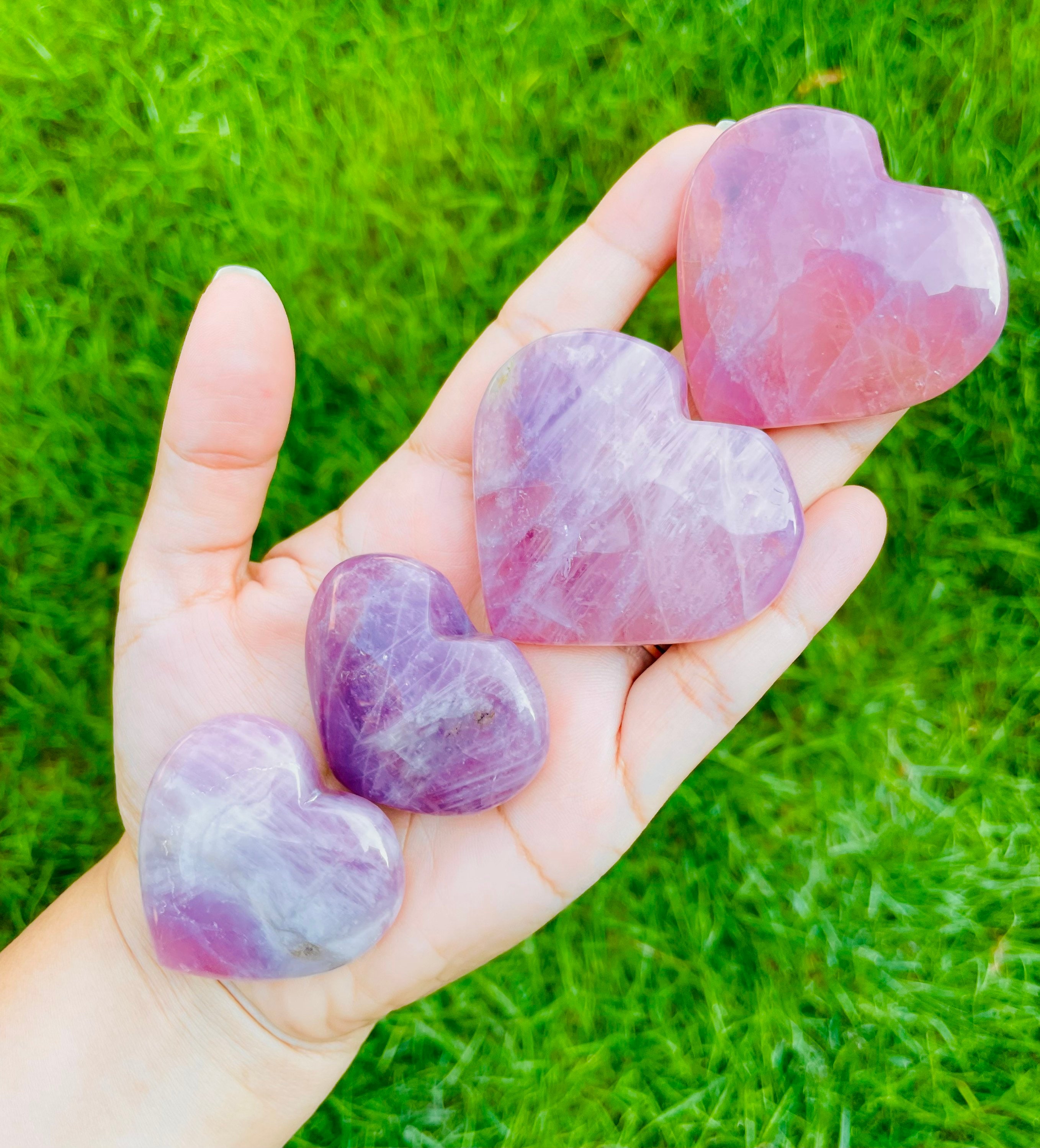 Lavender Rose Quartz Heart: Hand Carved Madagascar Crystal (40-50 Mm)