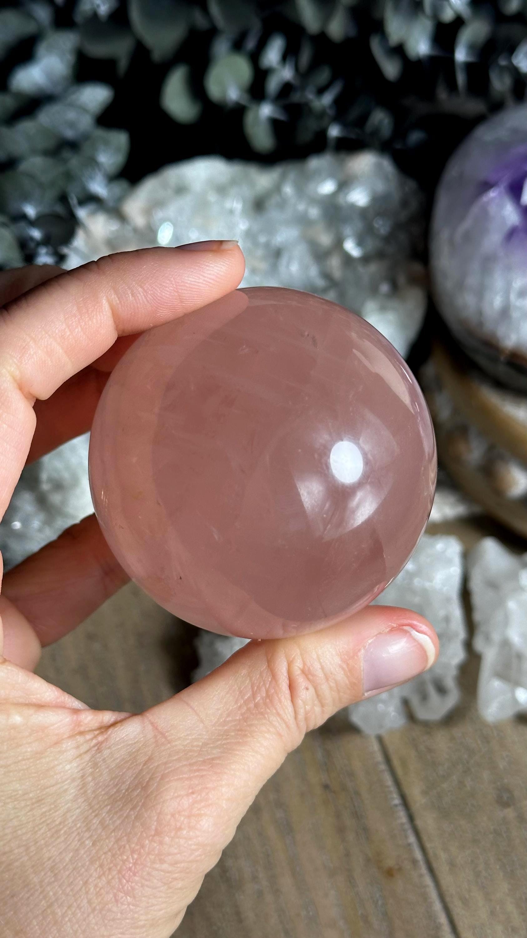 Madagascar Star Rose Quartz Sphere, Heart Chakra Crystal