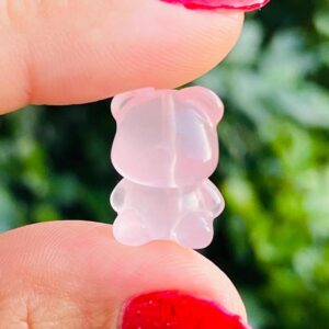 Mini Rose Quartz Bear: Carved Crystal Gemstone Bead (18x12mm)