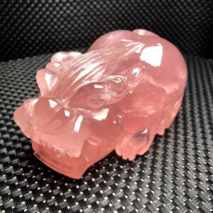 Natural Rose Quartz Crystal Large PiXiu貔貅 Palm,Rare Himalayan Tibetan Master Hand Carving,Reiki healing Crystal,Dark Pink Quartz Big Decor