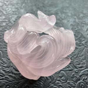 Rose Quartz Nine Tailed Kitsune Gumiho Fox Zero Gravity Crystal Carving