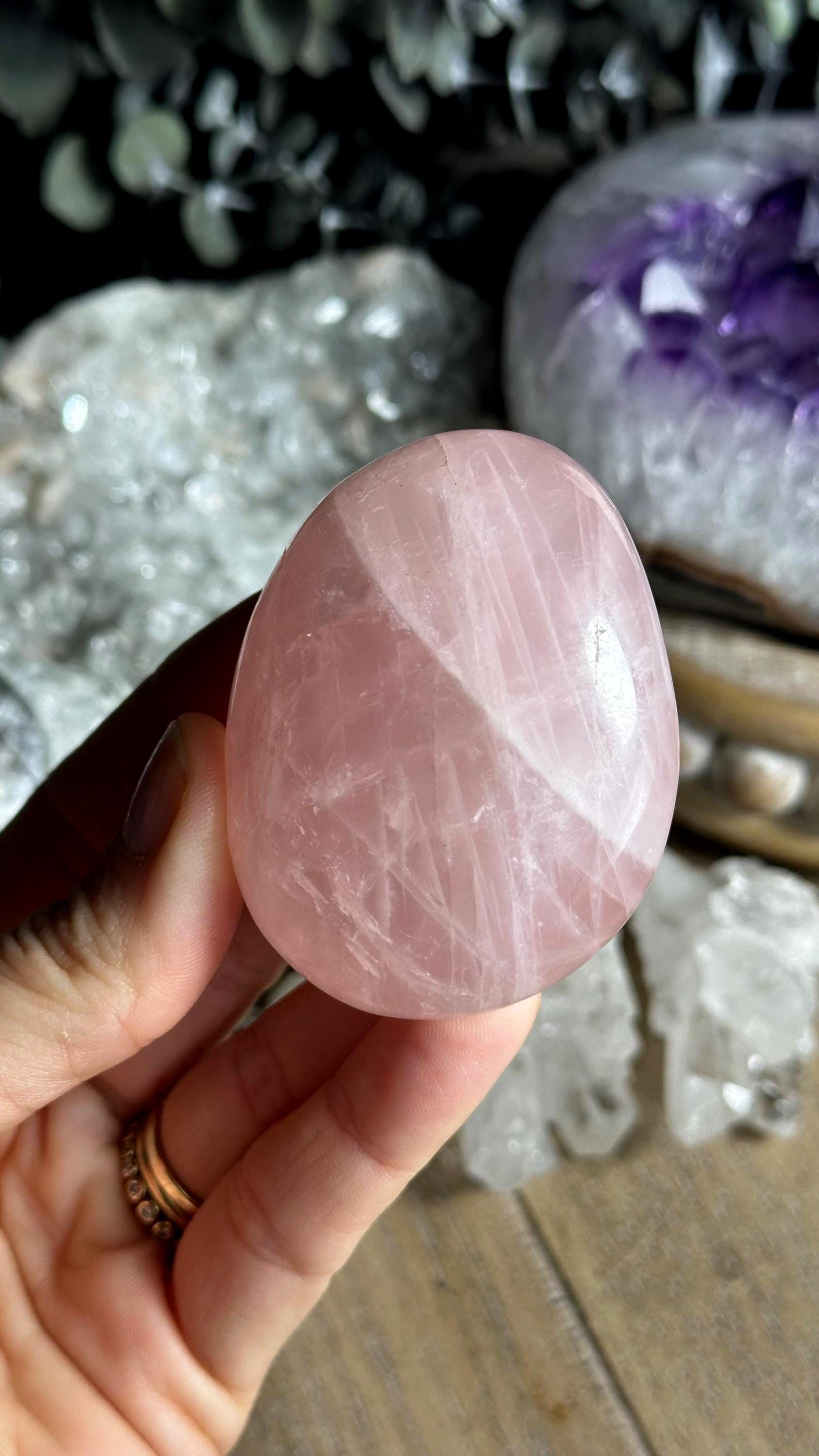 Rose Quartz Palm Stone, Pink Quartz, Love, Kindness, Caring