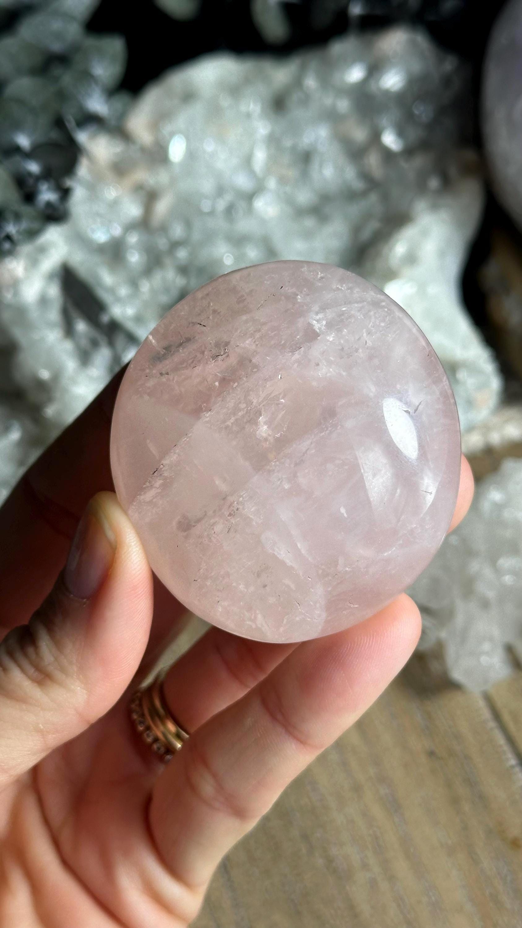 Rose Quartz Palm Stone, Pink Quartz, Love, Kindness, Caring