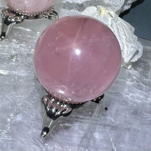Star Rose Quartz Sphere with Metal Stand - The Stone of Unconditional Love