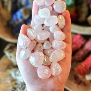 Aura Rose Quartz, One, Tumbled Stone, Crystals, Reiki, Feng Shui, Pink, Large, Crystal Grids