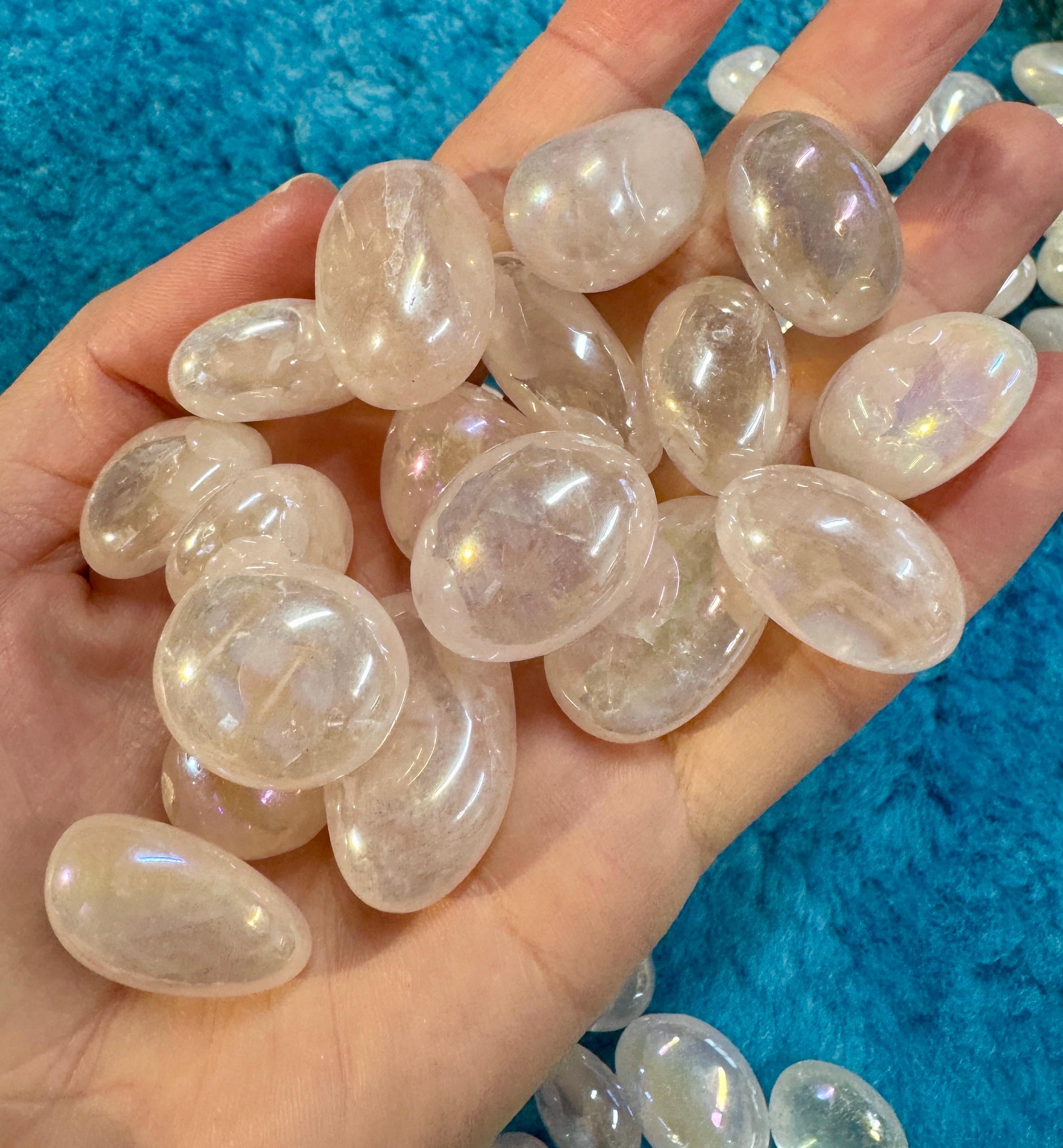 Aura Tumble Rose Quartz Aura Pink Aura Gemstone Aura Tumbled Stones Rose Quartz Crystals Polished Aura Gem Christmas Mum Crystal Pink