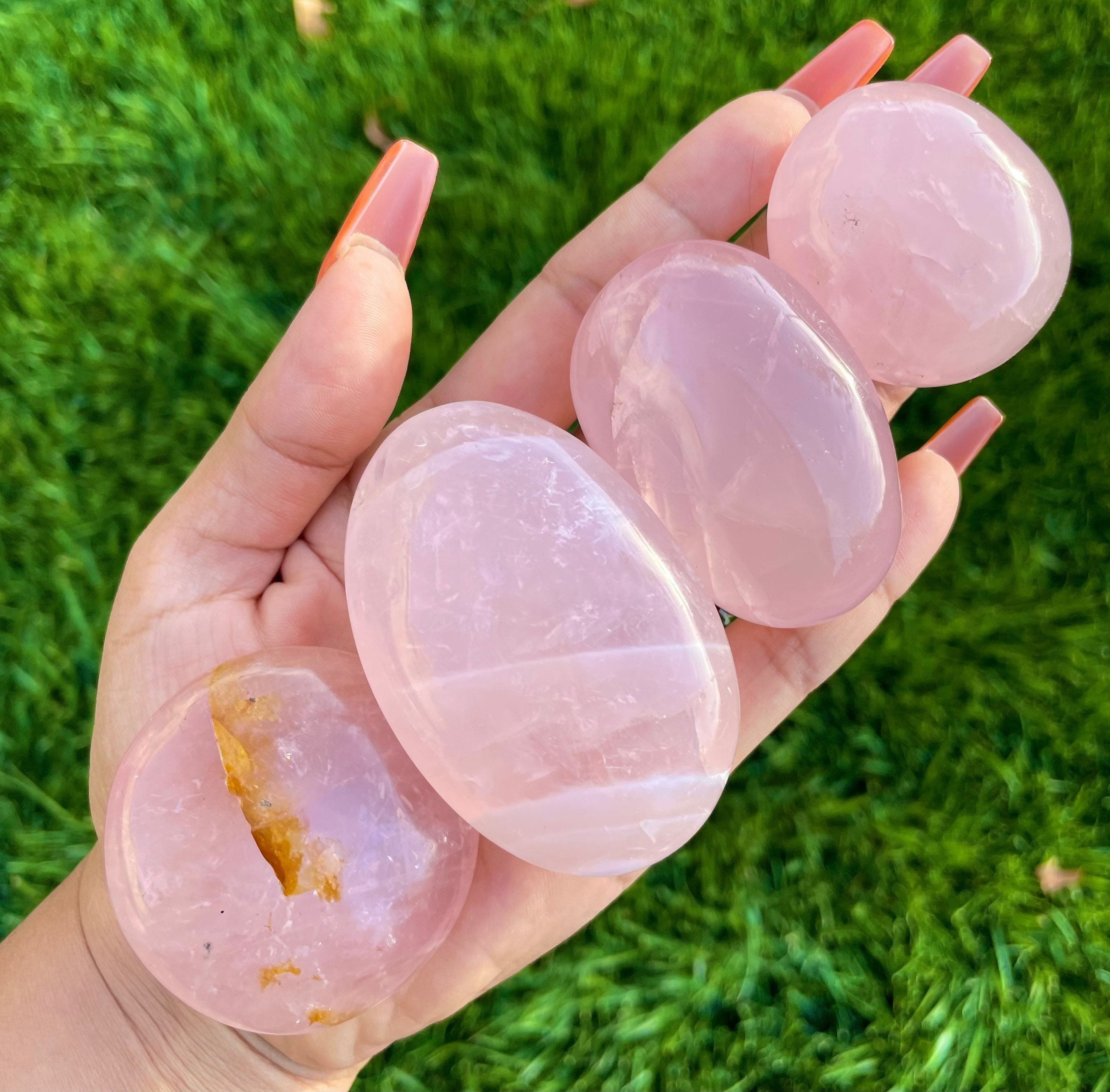 Rose Quartz Palm Stone: Polished Tumbled Crystal (40-80 Mm)