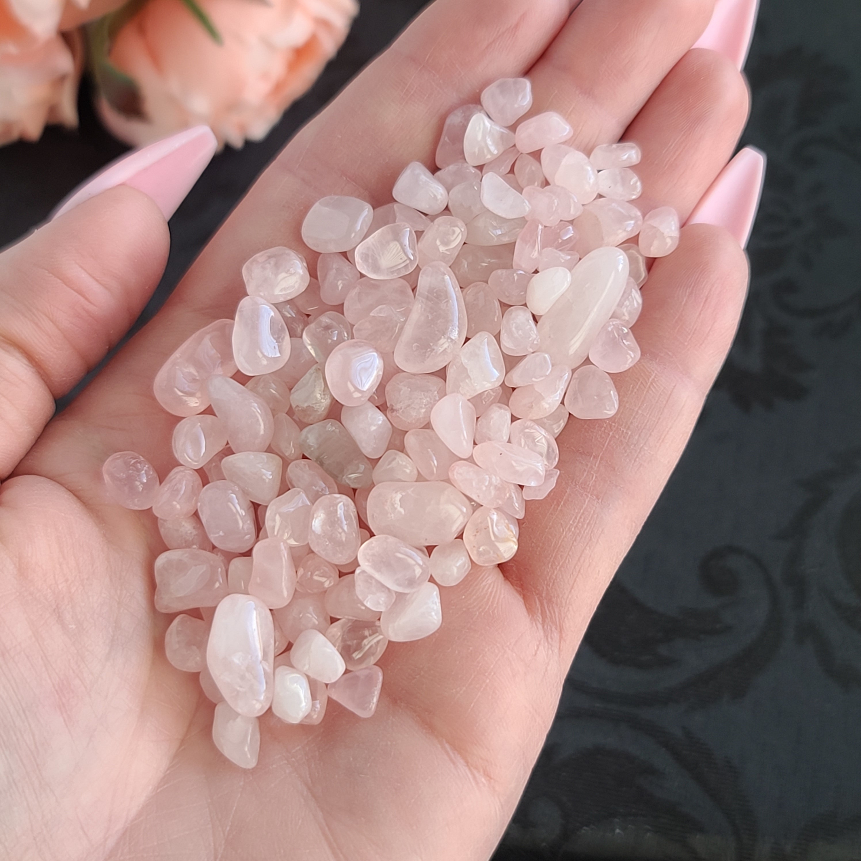 Small Tumbled Rose Quartz 5-10 Mm Crystal Chips, Choose Bag Size, Undrilled Mini Gemstones For Jewelry Or Crystal Grids