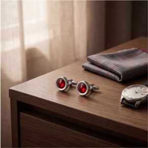Round Multi-Faceted Multi-Color Crystal Cufflinks Unisex Minimalist Brass Plated Gift for Him Business Anniversary Gift Formal Accessories