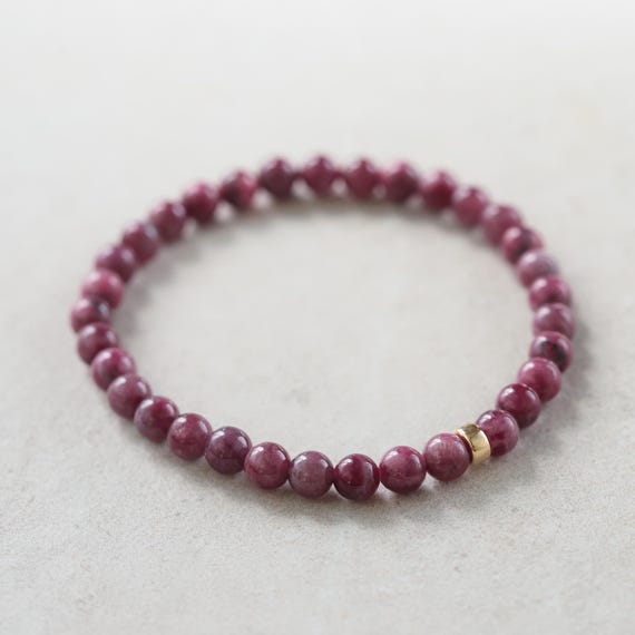 14k Gold Genuine Ruby | 14k Gold Ruby Bracelet / Fine Genuine Ruby [ebrm1002] | Ruby Birthstone Jewelry / July Birthstone Ruby | Ruby
