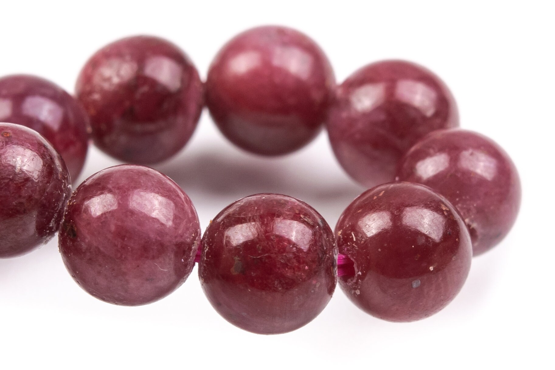 7mm Ruby Beads Red Bracelet Grade Aaa Genuine Natural Round Gemstone 7" (124857h-4120)