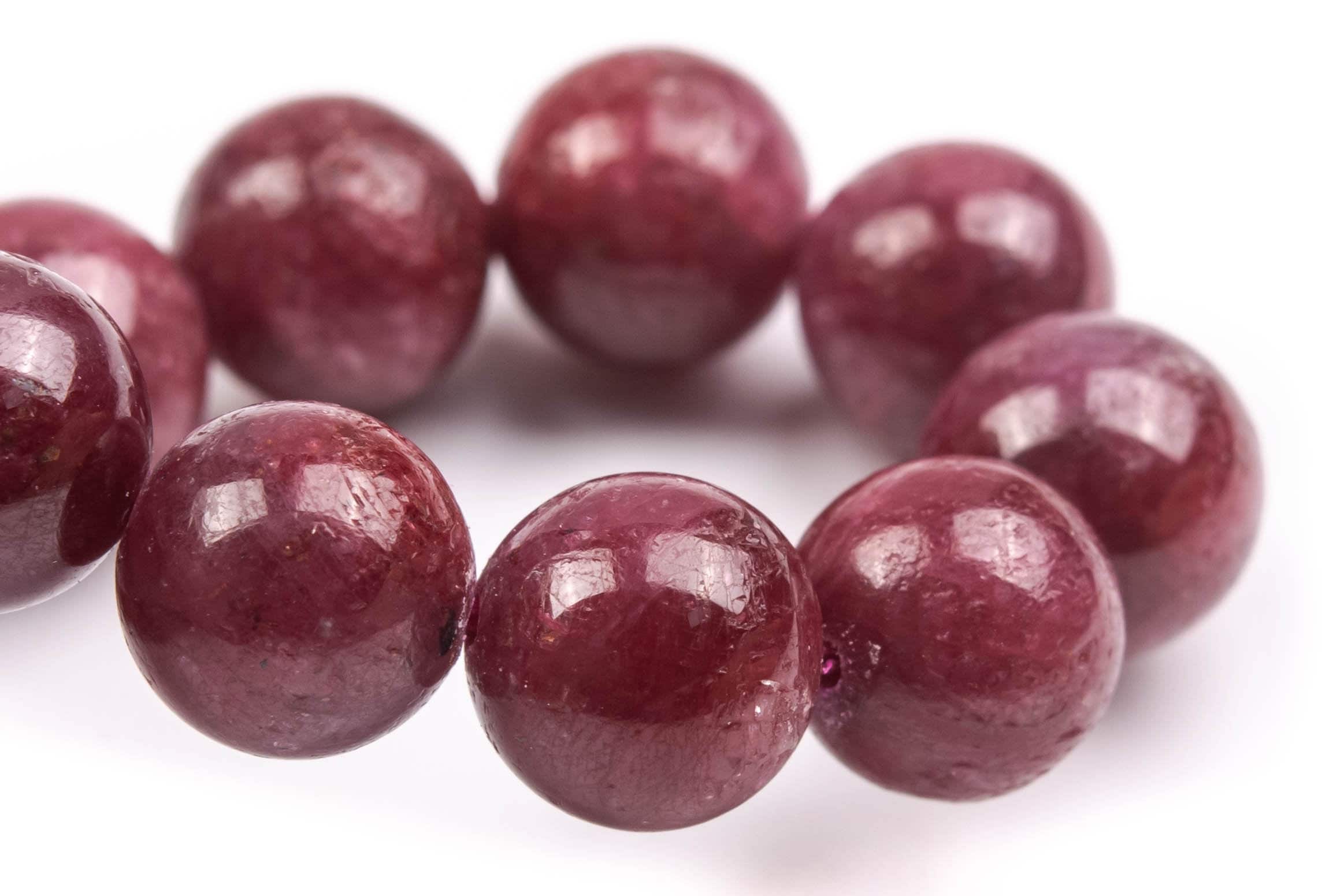 9-10mm Ruby Beads Red Bracelet Grade Aaa Genuine Natural Round Gemstone 7.5" (124896h-4123)