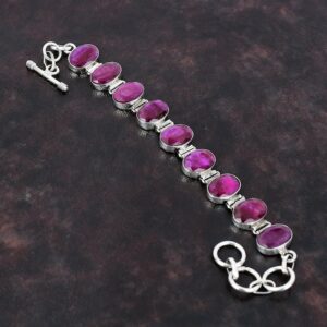 Faceted Kashmir Ruby Bracelet: Handmade 925 Sterling Silver Adjustable Jewelry Faceted Kashmir Ruby Bracelet: Handmade 925 Sterling Silver Adjustable Jewelry