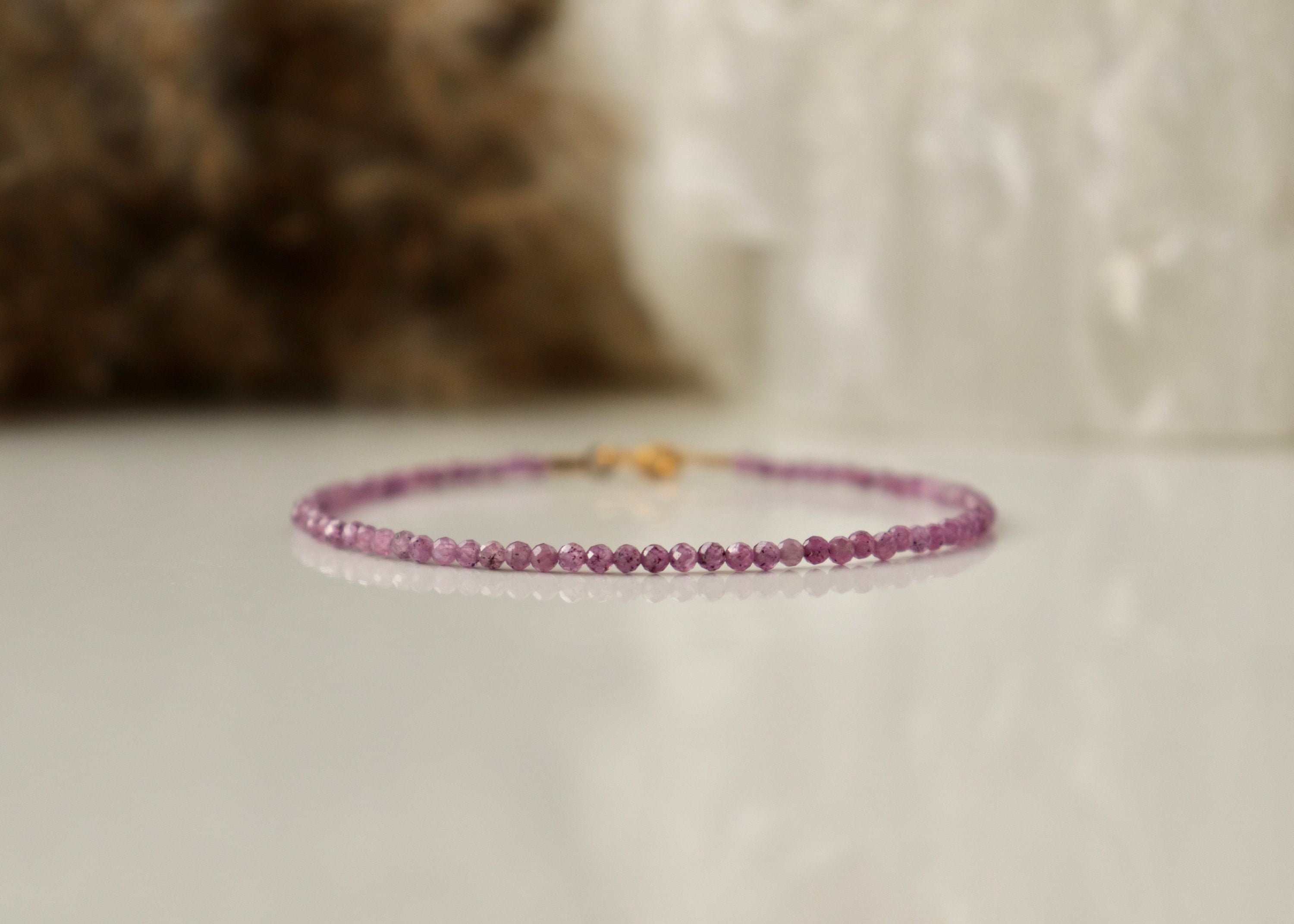Genuine Ruby Bracelet, July Birthstone Bracelet, Pink Ruby Stone Jewelry, Bracelet Femme, 2mm Bead Bracelet, 40th Wedding Anniversary Gift Genuine Ruby Bracelet, July Birthstone Bracelet, Pink Ruby Stone Jewelry, Bracelet Femme, 2mm Bead Bracelet, 40th Wedding Anniversary Gift
