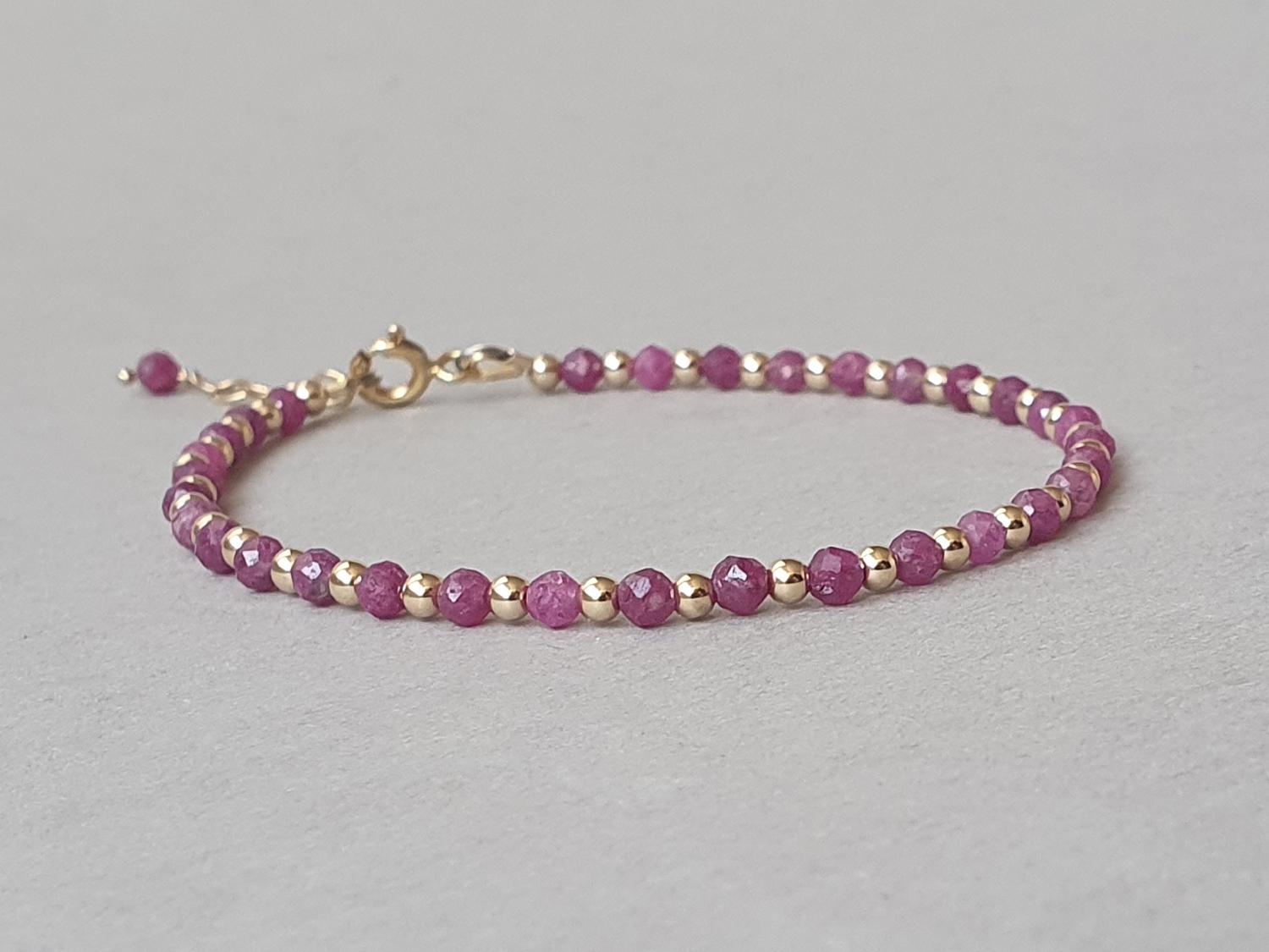 Ruby Bracelet: Gold Filled, July Birthstone, Gemstone Jewelry