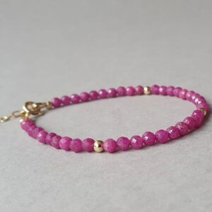 Gold Filled Ruby Bracelet: July Birthstone Gemstone Jewelry