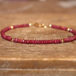 Ruby Bracelet, Ruby Jewelry, July Birthstone, Beaded Gemstone Bracelet, Gold Filled Or Sterling Silver Beads Ruby Bracelet, Ruby Jewelry, July Birthstone, Beaded Gemstone Bracelet, Gold Filled Or Sterling Silver Beads