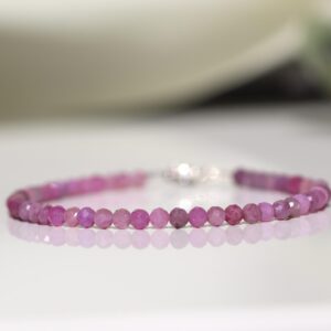 July Birthstone Bracelet, Pink Ruby Bracelet, Genuine Ruby Jewelry, 3mm Bead Bracelet, 40th Wedding Anniversary Gift For Her July Birthstone Bracelet, Pink Ruby Bracelet, Genuine Ruby Jewelry, 3mm Bead Bracelet, 40th Wedding Anniversary Gift For Her