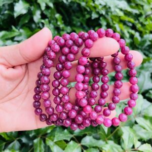 Natural Ruby Bracelet: Polished Round Ruby Beads, Crystal Jewelry 7mm Natural Ruby Bracelet: Polished Round Ruby Beads, Crystal Jewelry 7mm