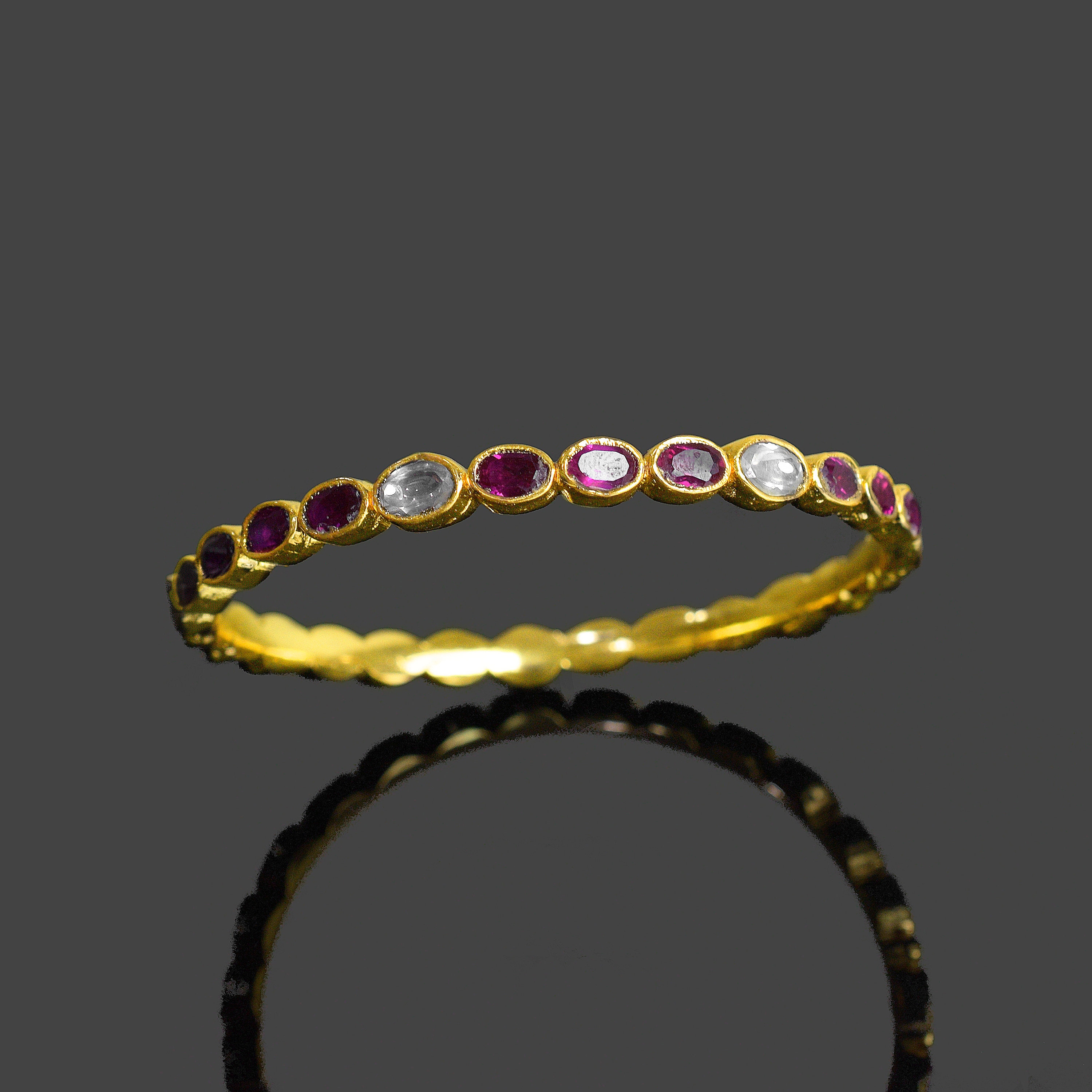 Natural Ruby & Polki Bracelet Gemstone Bangle Minimal Bracelet Dainty Bangle Vintage Bangle Multi Stone Bangle Gifts For Mother