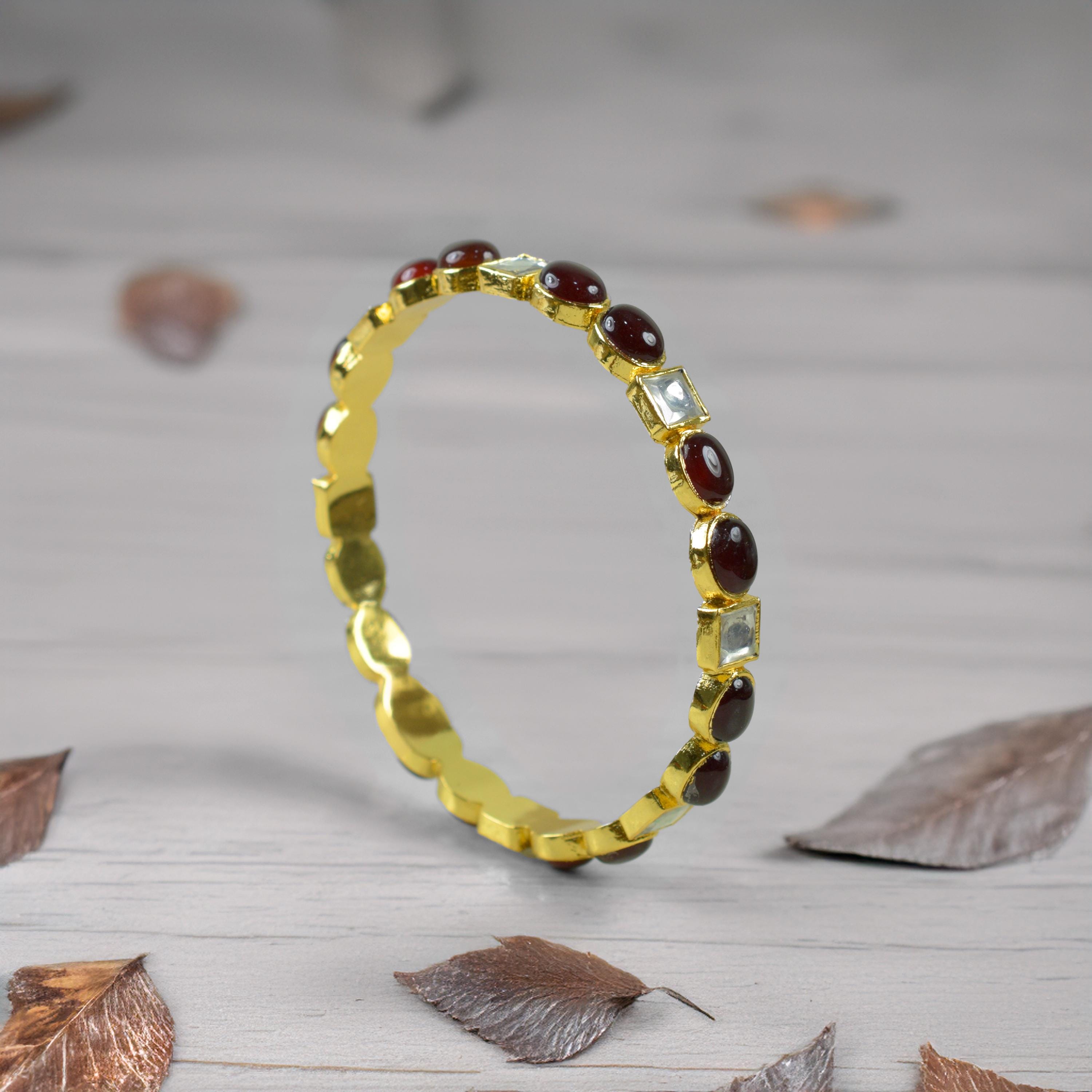Natural Ruby & Polki Bracelet Gemstone Bangle Minimal Bracelet Wedding Bangle Vintage Bangle Multi Stone Bangle Gifts For Mother