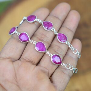 Red Ruby 925 Sterling Silver Gemstone Jewelry Adjustable Bracelet ~ 9 Stone Jewelry Red Ruby 925 Sterling Silver Gemstone Jewelry Adjustable Bracelet ~ 9 Stone Jewelry