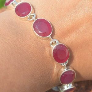 Red Ruby Gemstone 925 Sterling Silver Jewelry Handmade Silver Bracelets Adjustable Bracelet Red Ruby Gemstone 925 Sterling Silver Jewelry Handmade Silver Bracelets Adjustable Bracelet