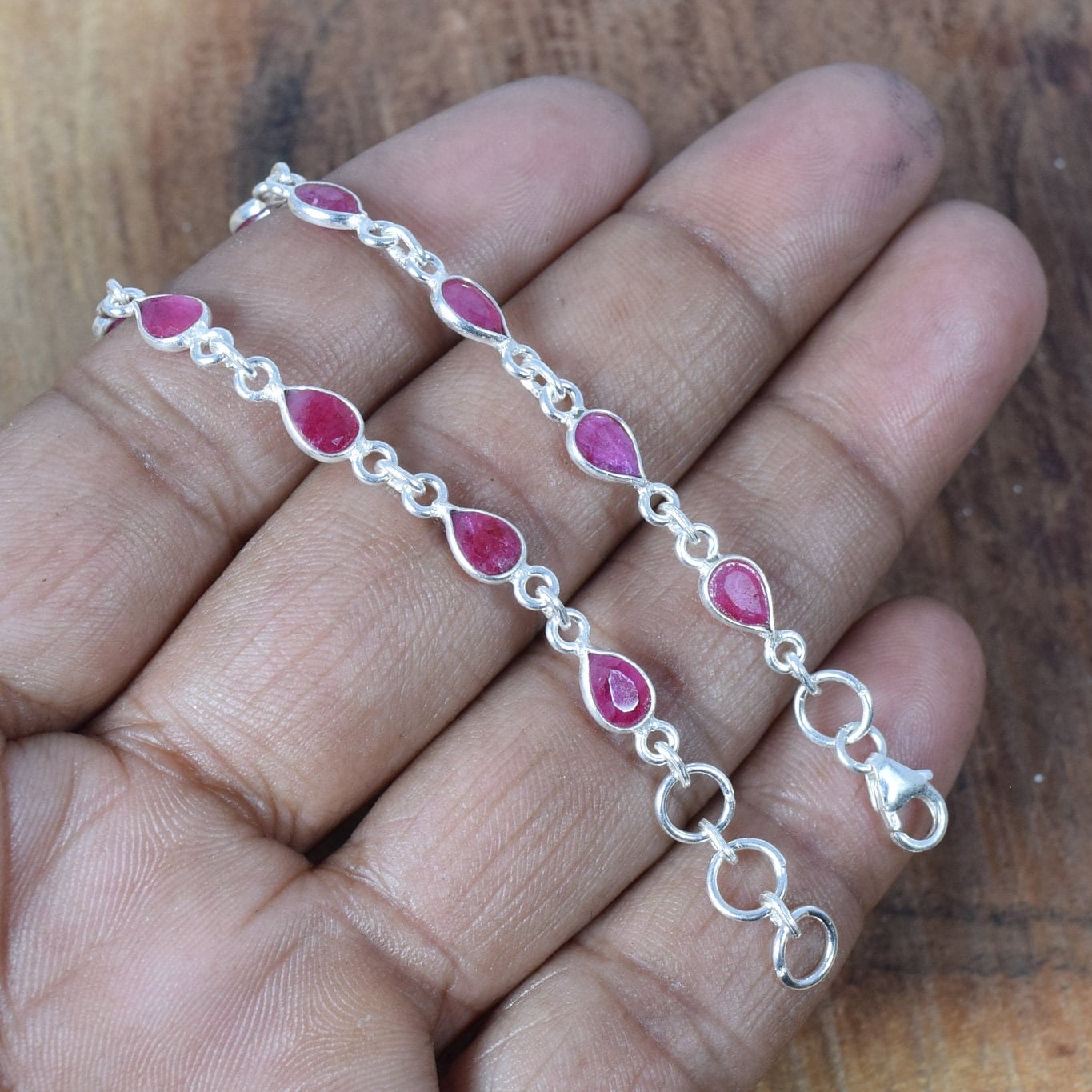 Ruby Sterling Silver Bracelet: July Birthstone Jewelry
