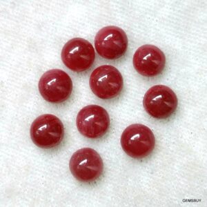 Natural Ruby Cabochon: 8mm Round Loose Gemstone
