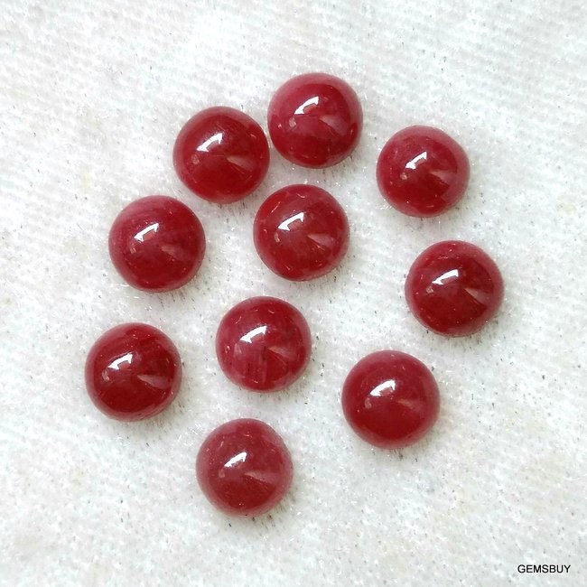 Natural Ruby Cabochon: 8mm Round Loose Gemstone