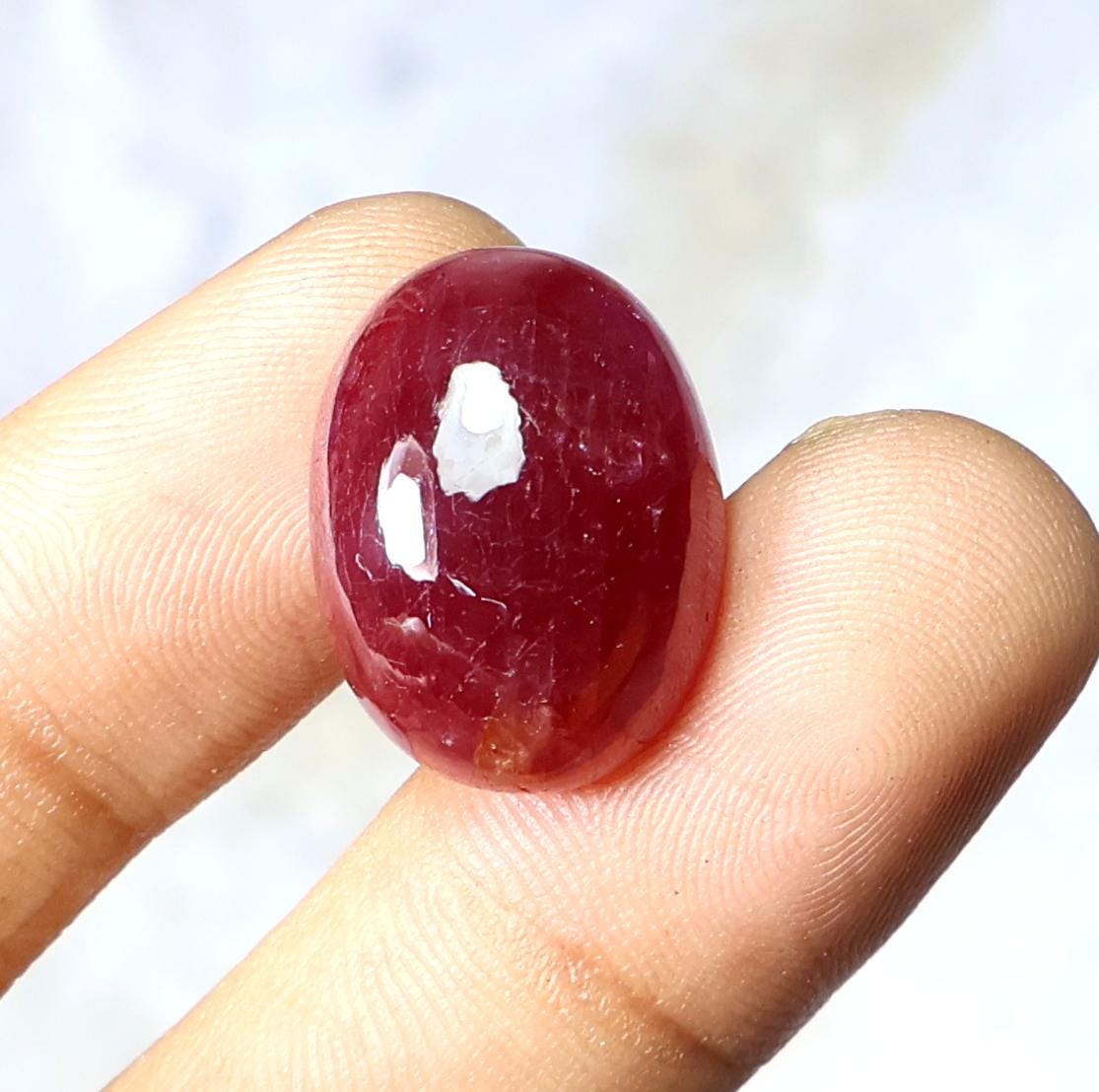 21.10 Ct Natural Oval Ruby Cabochon Gemstone: July Birthstone
