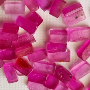 5-7mm Ruby Smooth Rectangle Cabochons, Natural Pink Pink Plain Rectangle Flat Back Loose Gemstones (5pcs To 10pcs Options)